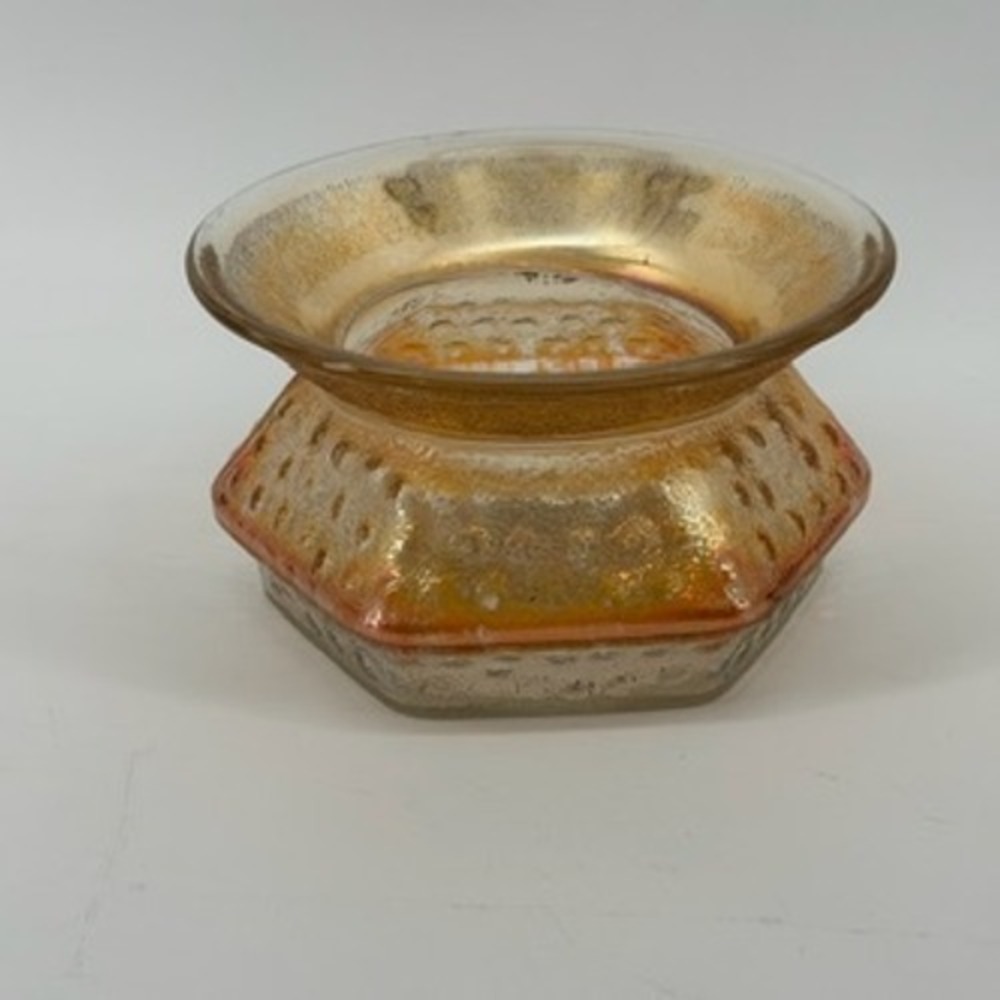 Vintage‎ Spittoon Cupsidor Marigold Carnival Glass Iridescent Hexagon Bowl 6.5"